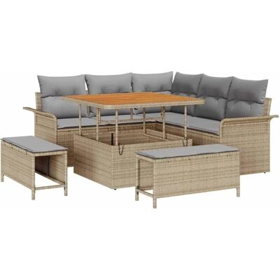 vidaXL Garten-Sofa-Set Höhenverstellbar 8-Tlg Beige Poly Rattan 3362127 vidaXL Garten-Sofa-Set Höhenverstellbar 8-Tlg Beige Poly Rattan 3362127