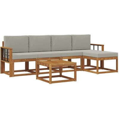 vidaXL Outdoor-Sofagarnitur mit Kissen 6 Stk Natur und Hellgrau 3366299 vidaXL Outdoor-Sofagarnitur mit Kissen 6 Stk Natur und Hellgrau 3366299