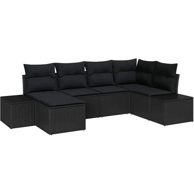 Vidaxl Gartensofa-Set - Modern Stilvoll 6-teilig Schwarz Poly-Rattan Vidaxl Gartensofa-Set - Modern Stilvoll 6-teilig Schwarz Poly-Rattan
