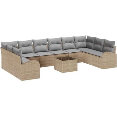 vidaXL 11-Teiliges Garten-Sofa-Set mit Kissen Schwarz Poly Rattan 3346230 vidaXL 11-Teiliges Garten-Sofa-Set mit Kissen Schwarz Poly Rattan 3346230