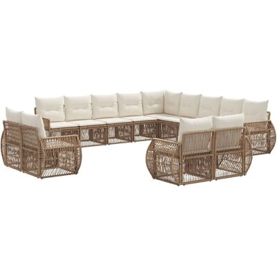 vidaXL Gartensofa-Set 13-Tlg Beige und Cremeweiß Poly-Rattan 3435600 vidaXL Gartensofa-Set 13-Tlg Beige und Cremeweiß Poly-Rattan 3435600