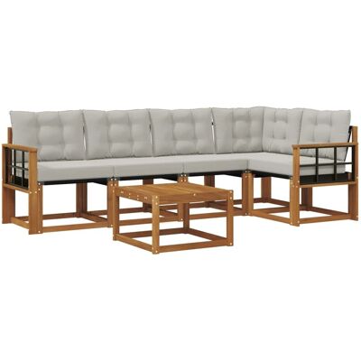 vidaXL Outdoor-Sofagarnitur mit Kissen 6-Tlg Natur und Hellgrau 3368694 vidaXL Outdoor-Sofagarnitur mit Kissen 6-Tlg Natur und Hellgrau 3368694
