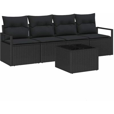 vidaXL Sofa Set 5-Tlg Schwarz Poly-Rattan 3346253 vidaXL Sofa Set 5-Tlg Schwarz Poly-Rattan 3346253