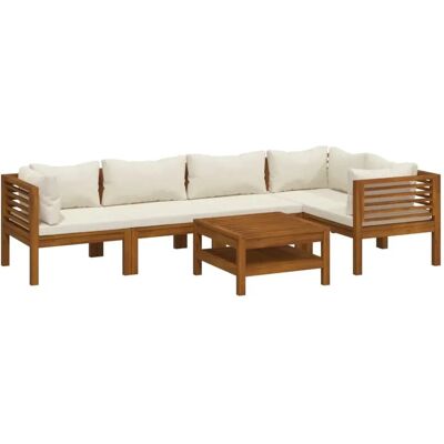 vidaXL 6-Tlg Garten-Lounge-Set mit Creme Kissen Massivholz Akazie 3086950 vidaXL 6-Tlg Garten-Lounge-Set mit Creme Kissen Massivholz Akazie 3086950