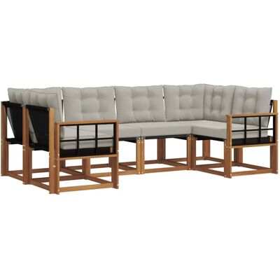 vidaXL Outdoor-Sofagarnitur mit Kissen 6-Tlg Natur und Hellgrau 3369006 vidaXL Outdoor-Sofagarnitur mit Kissen 6-Tlg Natur und Hellgrau 3369006