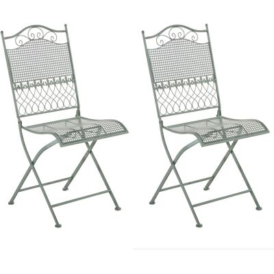 DELUKE 2er Set Gartenstühle DALLAS Metall Antik-Grünfarbig 41x50x91cm Klappbar Balkonstuhl Terrasse Garten DELUKE 2er Set Gartenstühle DALLAS Metall Antik-Grünfarbig 41x50x91cm Klappbar Balkonstuhl Terrasse Garten