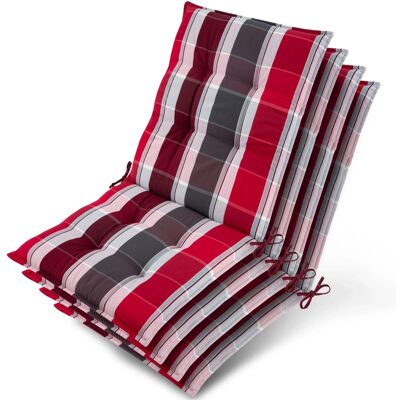 Beautissu 4x Niederlehner Auflage Sun-NL 100x50x8cm Rot-Anthrazit-Gestreift Beautissu 4x Niederlehner Auflage Sun-NL 100x50x8cm Rot-Anthrazit-Gestreift