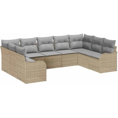 vidaXL Garten-Sofa-Set mit Kissen 9-Tlg Beige Hellgrau Poly Rattan 3354529 vidaXL Garten-Sofa-Set mit Kissen 9-Tlg Beige Hellgrau Poly Rattan 3354529