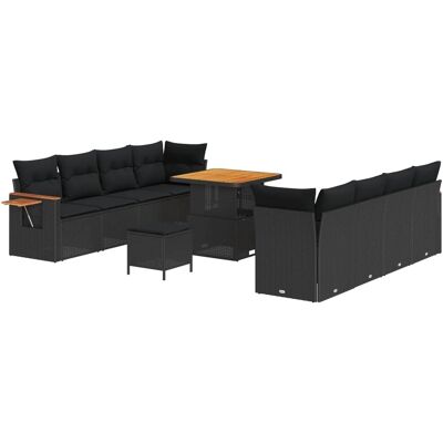 vidaXL Gartensofa-set mit Kissen 11-Tlg Schwarz 3363144 vidaXL Gartensofa-set mit Kissen 11-Tlg Schwarz 3363144