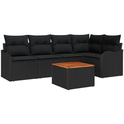 vidaXL Garten-Sofa-Set 6-Tlg Schwarz 3356126 vidaXL Garten-Sofa-Set 6-Tlg Schwarz 3356126