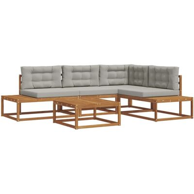 vidaXL Outdoor-Sofagarnitur 5 Stück Natur und Hellgrau 3368139 vidaXL Outdoor-Sofagarnitur 5 Stück Natur und Hellgrau 3368139