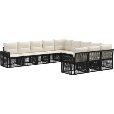 vidaXL Gartensofa-Set 11-Tlg Schwarz und Cremeweiß Poly-Rattan 3435262 vidaXL Gartensofa-Set 11-Tlg Schwarz und Cremeweiß Poly-Rattan 3435262