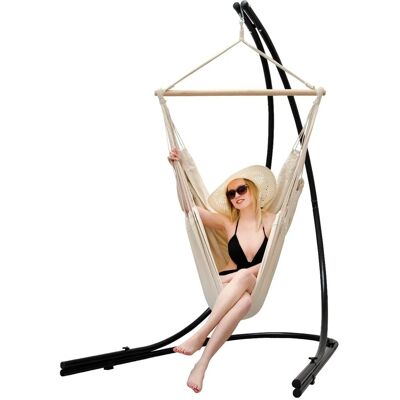 AMANKA Hängesesselgestell mit XXL Hängesessel Beige AMANKA Hängesesselgestell mit XXL Hängesessel Beige