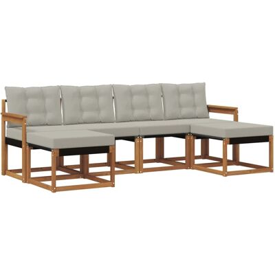 vidaXL Outdoor-Sofagarnitur mit Kissen 6-Tlg Natur und Hellgrau 3368922 vidaXL Outdoor-Sofagarnitur mit Kissen 6-Tlg Natur und Hellgrau 3368922
