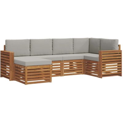 vidaXL Sofagarnituren 6 Tlg Natur und Hellgrau Massivholz Akazie 3375096 vidaXL Sofagarnituren 6 Tlg Natur und Hellgrau Massivholz Akazie 3375096