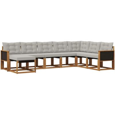 vidaXL Outdoor-Sofagarnitur mit Kissen 8 Stk Natur und Hellgrau 3382135 vidaXL Outdoor-Sofagarnitur mit Kissen 8 Stk Natur und Hellgrau 3382135