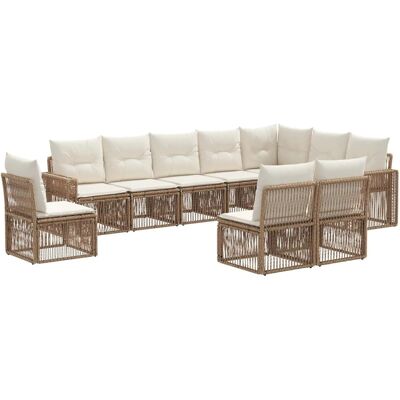 vidaXL Gartensofa-Set 10-Tlg Beige und Cremeweiß Poly-Rattan 3435153 vidaXL Gartensofa-Set 10-Tlg Beige und Cremeweiß Poly-Rattan 3435153