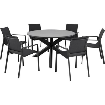 Gartenmöbel-Set Abington 7-teilig Textilen Aluminium-Stahl Anthrazit-Grau Gartenmöbel-Set Abington 7-teilig Textilen Aluminium-Stahl Anthrazit-Grau