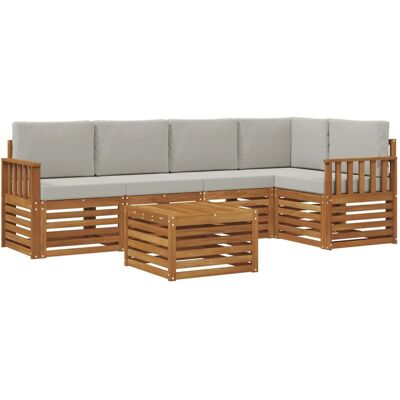 vidaXL Sofagarnituren 6 Tlg Natur und Hellgrau Massivholz Akazie 3374841 vidaXL Sofagarnituren 6 Tlg Natur und Hellgrau Massivholz Akazie 3374841