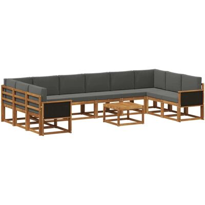 vidaXL Outdoor-Sofagarnitur mit Kissen 11 Stk Natur und Anthrazit 3385583 vidaXL Outdoor-Sofagarnitur mit Kissen 11 Stk Natur und Anthrazit 3385583