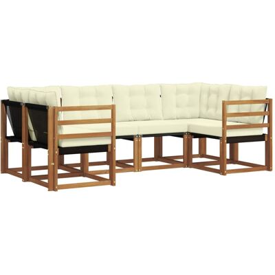 vidaXL Outdoor-Sofagarnitur mit Kissen 6-Tlg Natur und Creme 3368989 vidaXL Outdoor-Sofagarnitur mit Kissen 6-Tlg Natur und Creme 3368989