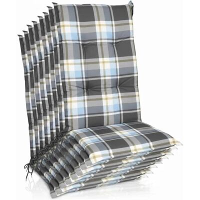 Beautissu 8er Set Hochlehner Auflagen Set 120x50 cm Polster Blau Kariert Beautissu 8er Set Hochlehner Auflagen Set 120x50 cm Polster Blau Kariert