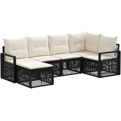 vidaXL Gartensofa-Set 6-Tlg Schwarz Poly-Rattan 3435778 vidaXL Gartensofa-Set 6-Tlg Schwarz Poly-Rattan 3435778