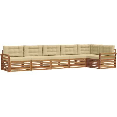 vidaXL Outdoor-Sofagarnitur mit Kissen 6-Tlg Natur und Beige 3373543 vidaXL Outdoor-Sofagarnitur mit Kissen 6-Tlg Natur und Beige 3373543