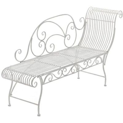 DELUKE Gartenbank SIZON Metall Weiß 156x46x78cm Gartenliege Metall Sonnenliege Antik Vintage Gartenstuhl Lang 1 Sitzer DELUKE Gartenbank SIZON Metall Weiß 156x46x78cm Gartenliege Metall Sonnenliege Antik Vintage Gartenstuhl Lang 1 Sitzer