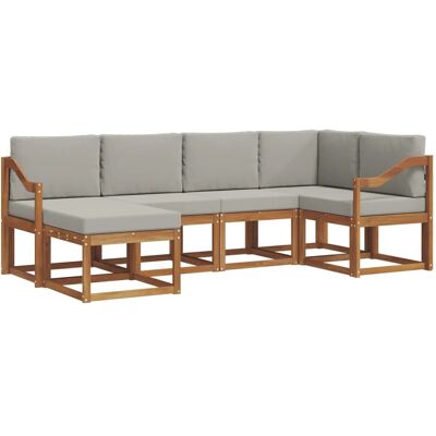 vidaXL Outdoor-Sofagarnitur mit Kissen 6 Stk Natur und Hellgrau 3366654 vidaXL Outdoor-Sofagarnitur mit Kissen 6 Stk Natur und Hellgrau 3366654