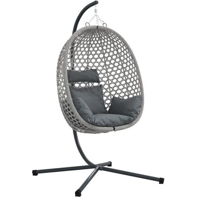 Vidaxl - Hängesessel Ei mit Ständer in Grau aus Synthetischem Rattan - Für Draußen Vidaxl - Hängesessel Ei mit Ständer in Grau aus Synthetischem Rattan - Für Draußen