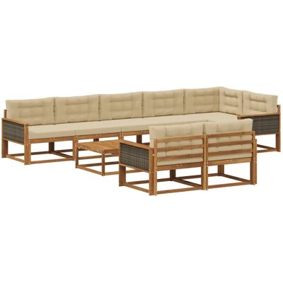 vidaXL Outdoor-Sofagarnitur mit Kissen 9 Stk Natur und Beige 3382681 vidaXL Outdoor-Sofagarnitur mit Kissen 9 Stk Natur und Beige 3382681