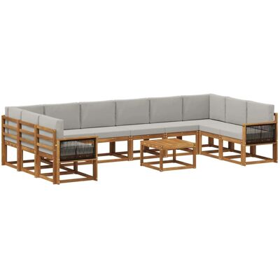 vidaXL Outdoor-Sofagarnitur mit Kissen 11 Stk Natur und Hellgrau 3385592 vidaXL Outdoor-Sofagarnitur mit Kissen 11 Stk Natur und Hellgrau 3385592