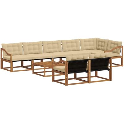 vidaXL Outdoor-Sofagarnitur mit Kissen 9-Tlg Natur und Beige 3369612 vidaXL Outdoor-Sofagarnitur mit Kissen 9-Tlg Natur und Beige 3369612