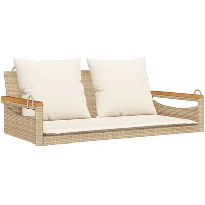 furnicato Hängebank mit Kissen Beige 109x62x40 cm Poly Rattan furnicato Hängebank mit Kissen Beige 109x62x40 cm Poly Rattan
