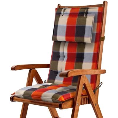 Beautissu Sun-HL Hochlehner 119x50x8cm Orange-Beige-Kariert Beautissu Sun-HL Hochlehner 119x50x8cm Orange-Beige-Kariert
