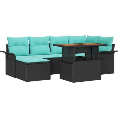 vidaXL Garten-Sofa-Set mit Speicher 7 Stk Schwarz Poly Rattan 3358097 vidaXL Garten-Sofa-Set mit Speicher 7 Stk Schwarz Poly Rattan 3358097