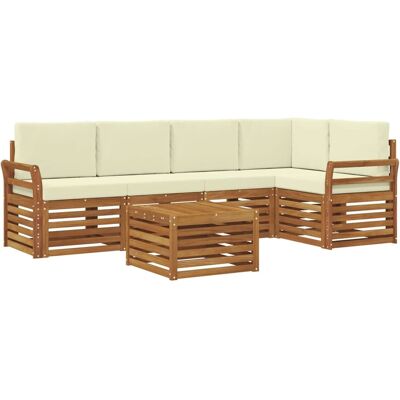 vidaXL Sofagarnituren 6 Tlg Natur und Creme Massivholz Akazie 3374850 vidaXL Sofagarnituren 6 Tlg Natur und Creme Massivholz Akazie 3374850