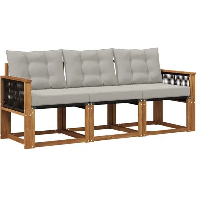 vidaXL Outdoor-Sofagarnitur mit Kissen 3 Stk Natur und Hellgrau 3381743 vidaXL Outdoor-Sofagarnitur mit Kissen 3 Stk Natur und Hellgrau 3381743