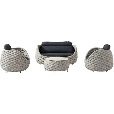 360Home Gartenmöbel Set Polyrattan 4 Teilig Wetterfest Wasserfest Mit 2 Einzelsesseln Zweisitzer Und Tisch TBSFB2 360Home Gartenmöbel Set Polyrattan 4 Teilig Wetterfest Wasserfest Mit 2 Einzelsesseln Zweisitzer Und Tisch TBSFB2