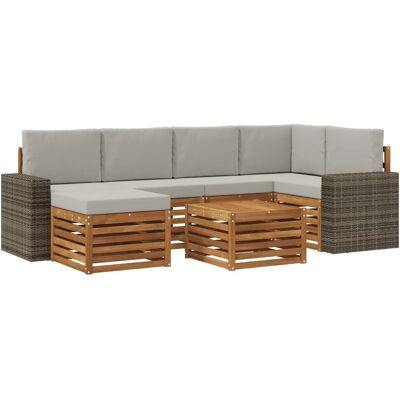 vidaXL Ecksofa Set mit Kissen 7 Stk Natur und Hellgrau 3384607 vidaXL Ecksofa Set mit Kissen 7 Stk Natur und Hellgrau 3384607