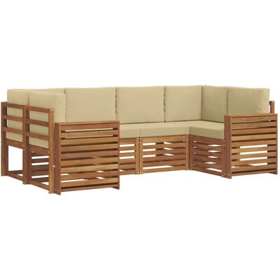 vidaXL Sofagarnituren 6-Tlg Natur und Beige Massivholz Akazie 3375378 vidaXL Sofagarnituren 6-Tlg Natur und Beige Massivholz Akazie 3375378