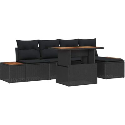 vidaXL Garten-Sofa-Set mit Speicher 6-Tlg Schwarz Poly Rattan 3358797 vidaXL Garten-Sofa-Set mit Speicher 6-Tlg Schwarz Poly Rattan 3358797