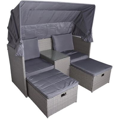 DELUKE Gartenmuschel MAINZ Hocker Beistelltisch Sonnendach Kunststoff Grau Sonneninsel Outdoor Gartensofa Dach Garten Pool DELUKE Gartenmuschel MAINZ Hocker Beistelltisch Sonnendach Kunststoff Grau Sonneninsel Outdoor Gartensofa Dach Garten Pool