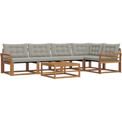 vidaXL Outdoor-Sofagarnitur mit Kissen 6-Tlg Natur und Hellgrau 3369482 vidaXL Outdoor-Sofagarnitur mit Kissen 6-Tlg Natur und Hellgrau 3369482