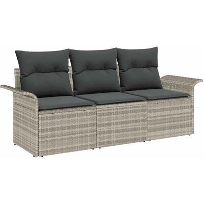 VidaXL Gartensofa-Set 3 Stück Hellgrau Poly-Rattan VidaXL Gartensofa-Set 3 Stück Hellgrau Poly-Rattan