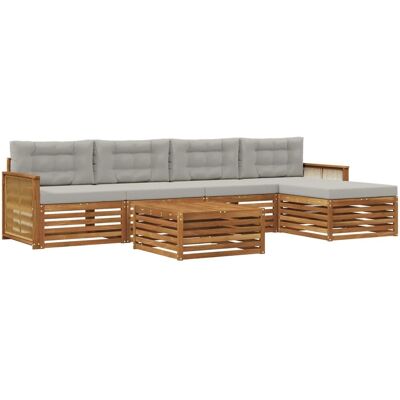 vidaXL Outdoor-Sofagarnitur mit Kissen 6 Stk Natur und Hellgrau 3383269 vidaXL Outdoor-Sofagarnitur mit Kissen 6 Stk Natur und Hellgrau 3383269