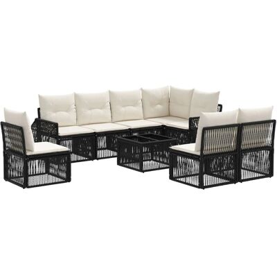 vidaXL Gartensofa-Set 9-Tlg Schwarz und Cremeweiß Poly-Rattan 3435436 vidaXL Gartensofa-Set 9-Tlg Schwarz und Cremeweiß Poly-Rattan 3435436