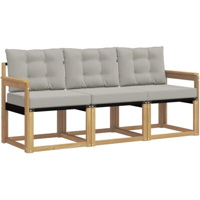 vidaXL Outdoor-Sofagarnitur mit Kissen 3-Tlg Weiß und Hellgrau 3389157 vidaXL Outdoor-Sofagarnitur mit Kissen 3-Tlg Weiß und Hellgrau 3389157