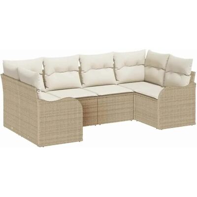 vidaXL Garten-Sofa-Set mit Kissen 6-Tlg Beige Poly Rattan 3345841 vidaXL Garten-Sofa-Set mit Kissen 6-Tlg Beige Poly Rattan 3345841